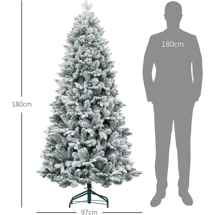 Штучна ялинка зі снігом 183 см HOMCOM