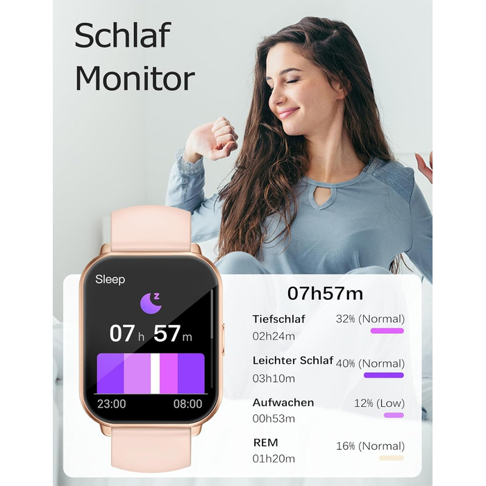 Розумний годинник RUIMEN з функцією телефону, розумний годинник для жінок та чоловіків, фітнес-годинник із сенсорним HD-екраном та моніторингом SpO2, монітором серцевого ритму, монітором сну, крокоміром, режимами кількох тренувань для Android та iOS, роже