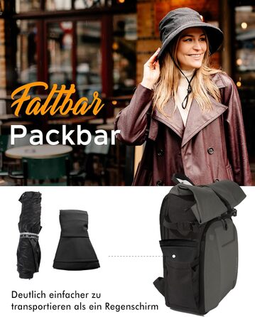 Складана жіноча дощова шапка Comhats, сонцезахисна шапка з ремінцем від підборіддя UPF50, водонепроникна, розмір M, 00737Чорний/Синій