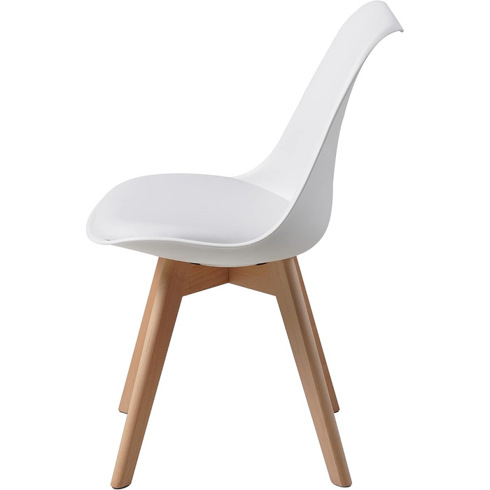 Обідні стільці ALBATROS, комплект з 4 шт. , AARHUS, білий - ніжки з масиву бука, скандинавський ретро-дизайн, зручне крісло-ракушка - елегантний кухонний стілець, обідній стілець для обіднього столу, білий бук комплект з 4 шт.