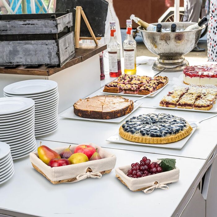 Хлібний кошик Relaxdays, набір з 3 шт. , різних розмірів, тканий, з тканинною вставкою різних розмірів, плетені, з тканинною встав