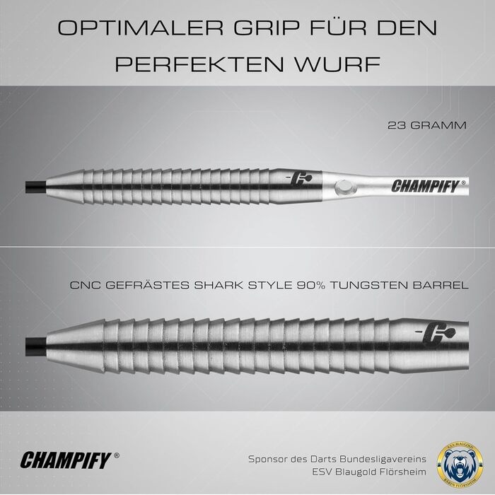 Набір дротиків Champify з 90 вольфраму з чорним футляром 3 сталеві дротики з 9 алюмінієвими стрижнями та 9 дергами Набір дротиків з аксесуарами Дартс з білим металевим наконечником