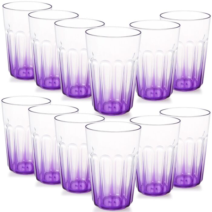Пластикових стаканчиків по 350 мл - Стійкі стаканчики для дітей - Багаторазові пластикові стаканчики - Ідеально підходить для вечірок, активного відпочинку, кемпінгу - Фіолетові, 12