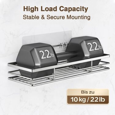 Полиця для душу без свердління, 2 шт., нержавіюча сталь SUS304, клейка полиця для ванної кімнати