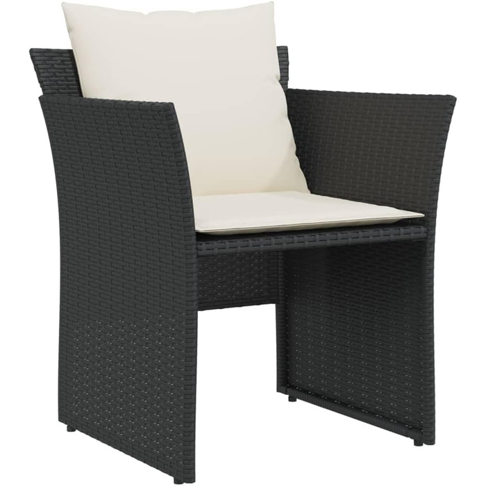 Садове крісло з підніжкою Чорний Poly Rattan Black and Cream