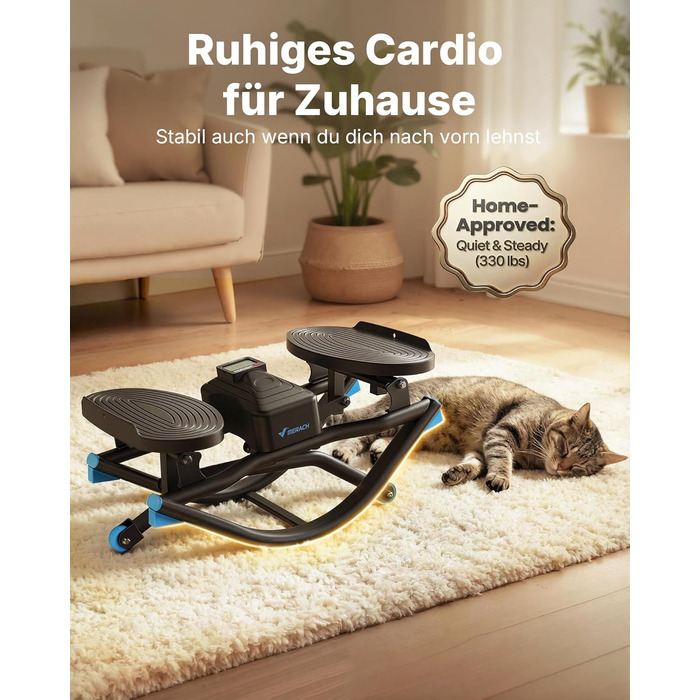 Степер MERACH U-подібної форми з низьким навантаженням та 3D-рухом, тихий велотренажер із РК-дисплеєм для відображення часу, кроків та калорій, нековзні педалі, компактний для дому та квартири 2511