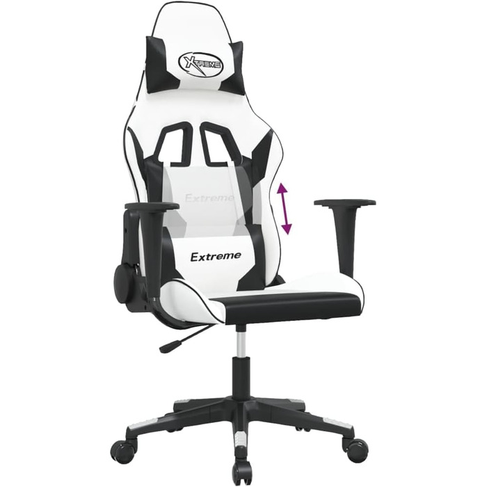 Ігрове крісло, біла та чорна штучна шкіра, офісне крісло, ігрове крісло, обертове крісло, стілець для столу - 3143697