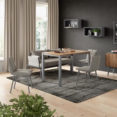 Обідній стіл Vicco Granny, дуб/сірий, 120 x 70 см, розсувний дуб/сірий 80-120 x 76 x 70