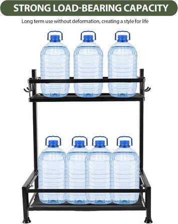 Рівнева стійка для спецій, підставка для спецій на кухонну стільницю, органайзер для стійок для спецій з вуглецевої сталі, чорні стійки для спецій з гачками, органайзер для спецій для кухні, шафи, ванної кімнати, 2-