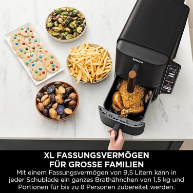 Аерофритюрниця Ninja Double Stack XL, 9,5 л, 6-в-1, чорний/мідний