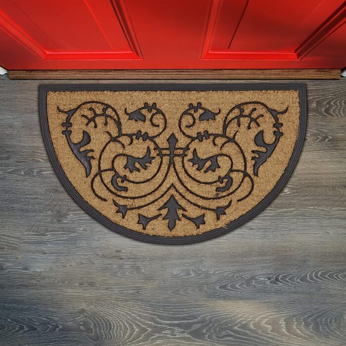 Килимок для дверей Relaxdays з кокосового волокна напівкруглий 100 x 60 см, кокосовий килимок з нековзною гумовою основою, килимок з кокосового волокна як килимок для збору бруду та очищення, килимок для дверей для використання всередині та зовні приміщен