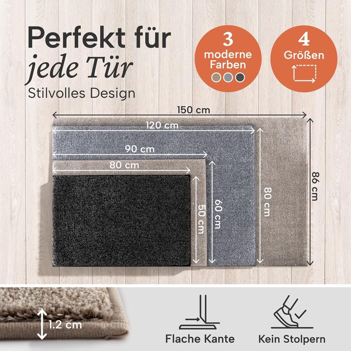 Килимок для дверей Blumtal 50x80 см - Килимок для бруду з мікрофібри з водонепроникною підкладкою з TPR - Нековзний килимок для дверей для приміщень - Високопродуктивний килимок для бруду з мікрофібри - Бежевий килимок для дверей 50 x 80 см (прямокутний)