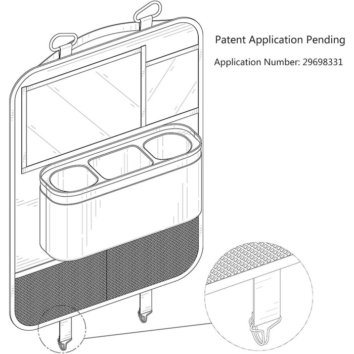 Автомобільний органайзер для заднього сидіння KALASONEER з iPad, телефоном, планшетом і 3 тримачами для чашок з ізоляційними матер