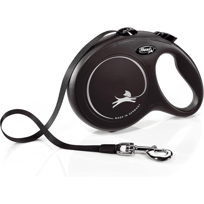 flexi® Classic L Harness 8 м чорний, висувний повідець для собак до 50 кг