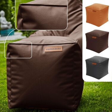 Пуф зі штучної шкіри Green Bean з наповнювачем з EPS-бісеру - 40 x 40 см - ідеальне доповнення до крісла-мішка - кубічний пуф/табурет/підніжка - темно-коричневий - 40x40x40 см кубічний темно-коричневий