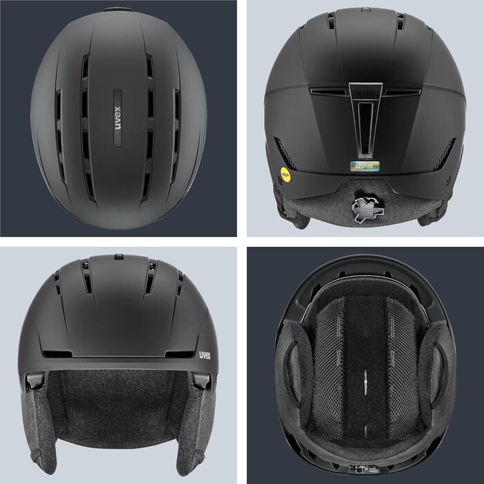 Міцний лижний шолом для чоловіків та жінок - індивідуальне регулювання розміру - оптимізована вентиляція, чорний матовий, 54-58 см