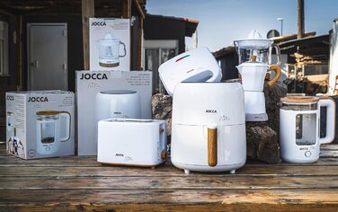 Електрична італійська кавоварка Jocca Nature Line, 6 чашок, бездротовий глечик, електрична основа, поворот на 360, глечик із охолоджувальною ручкою, автоматичне відключення, збереження тепла, білий