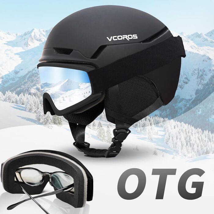 Лижний шолом з лижними окулярами та лижною маскою, DXH816 Лижні шоломи для жінок та чоловіків зі знімними амбушурами, дихаюча амортизація, стійкість до ультрафіолету, регульований сноубордічний шолом для катання на лижах, матово-чорний лижні окуляри M