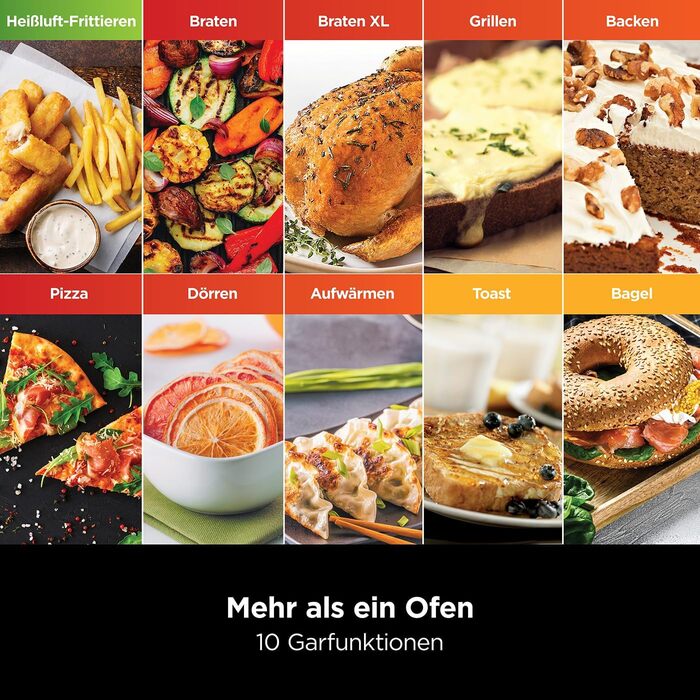 Багатофункціональна духова шафа Ninja Foodi 10-в-1, міні-портативна духова шафа для стільниць, багатофункціональна духова шафа з 10 функціями приготування Смаження на повітрі, смаження, гриль, запікання та багато іншого, срібло/чорний DT200EU міні-піч 10-