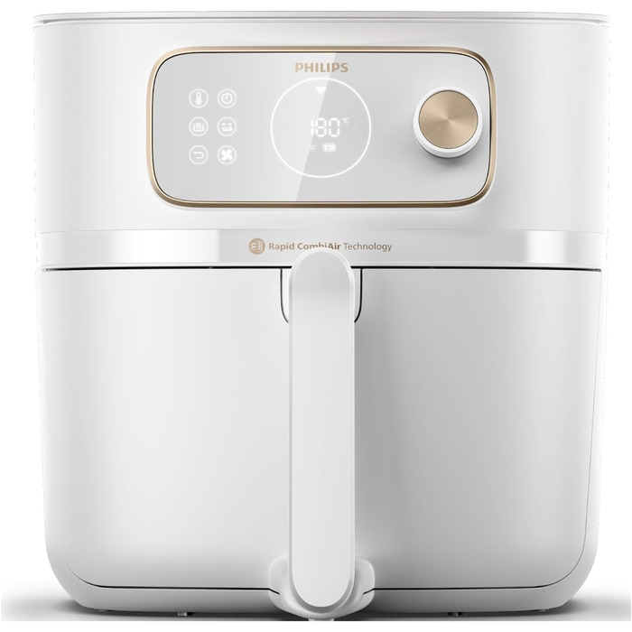 Мультипіч Philips Combi 7000 Series XXL 8,3 л (2 кг), фритюрниця 22-в-1, підключення до Wi-Fi, додавання на 99 менше жиру** з технологією Rapid CombiAir, додатком HomeID, білий (HD9876/20)