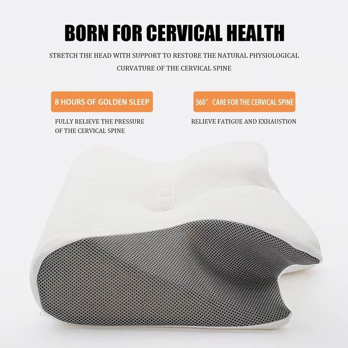 Подушка для підтримки шиї, ергономічна ортопедична подушка 2 в 1, подушка з піни з ефектом пам&39яті, подушка для зняття болю в шиї, ергономічна подушка для сну на боці, спині та животі (чорна)