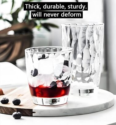 Виглядають як скло 300 мл набір з 6 пластикових стаканів для пиття, можна мити в посудомийній машині, без вмісту BPA, не б'ються,