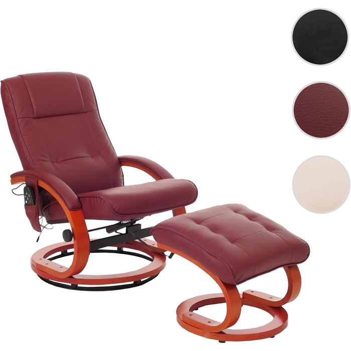 Масажу-реклайнер Mendler Pescatori II, розслаблююче масажне крісло, функція масажу - Бордо