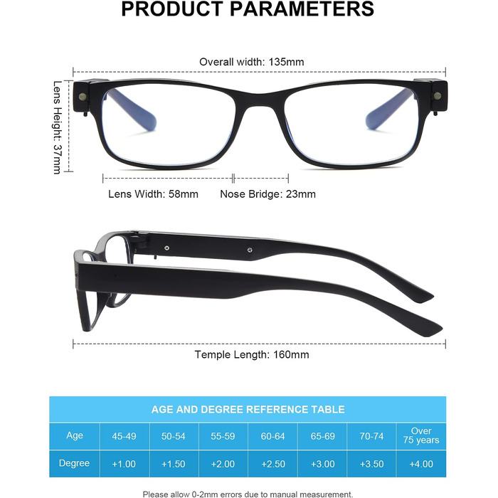Окуляри для блокування синього світла Окуляри для читання, ігрові окуляри для жінок, чоловіки, світлодіодний USB-акумулятор, антивідблисковий захист від ультрафіолету, чорні 2,5 шт. діоптрії