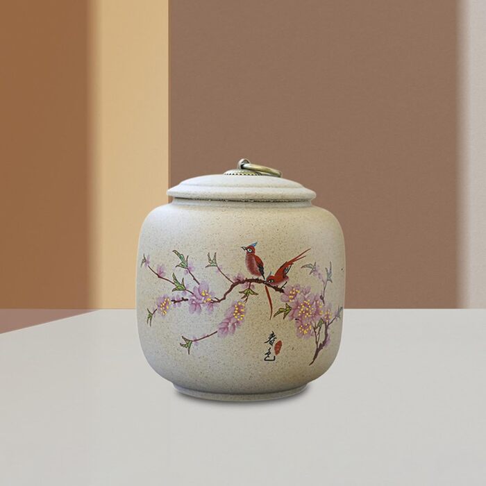 Перфектна керамічна банка з кришкою, порцелянова чайна ємність, контейнер для зберігання розсипного чаю, контейнер для зберігання чаю для спецій, порошків, горіхів, листя лотоса, птаха