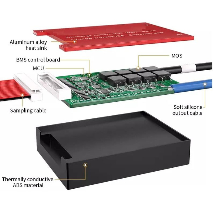 Літієва батарея, плата захисту BMS з балансиром, 16S 48V 20A LiFePO4