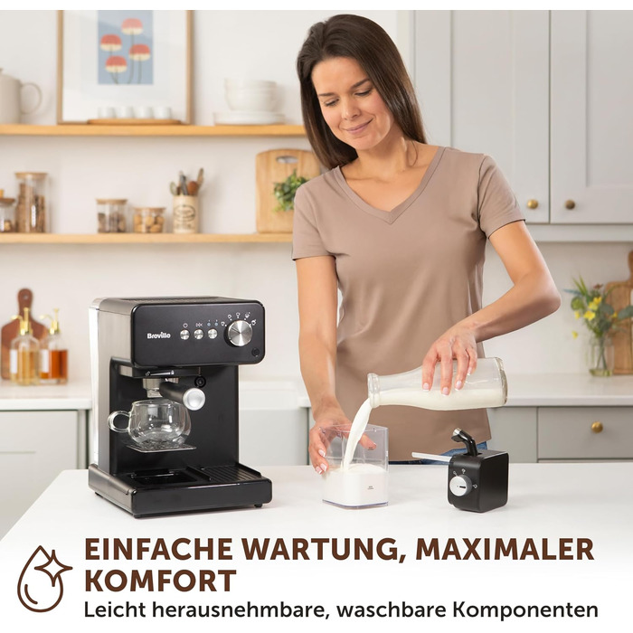 Кавомашина Breville Prima Latte One-Touch Автоматичний капучинатор Для капучино, лате та інших напоїв Італійський насос 15 бар Чорна VCF183 шт. Prima Latte One-Touch Negra