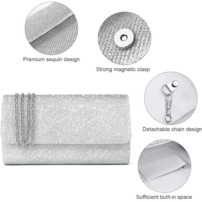 Сумка на ланцюжку, Клатч жіночий, Вечірня сумка з блиском, Елегантна сумка-конверт Сумка на ланцюжку Сумка на плече для весілля ве