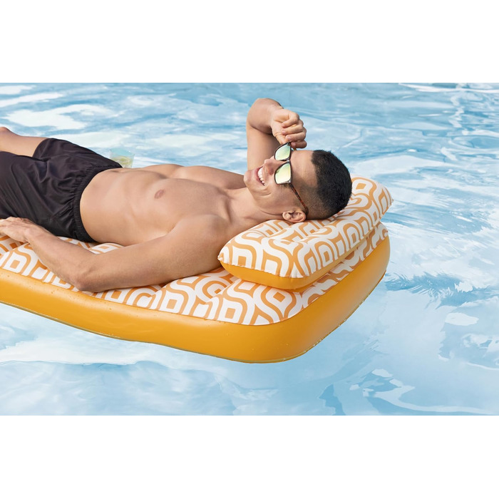 Надувний матрац Bestway з оксамитовою поверхнею, 169 x 77,5 x 30,5 см, 1 особа, ПВХ, 2 повітряні камери, оксамитова поверхня, вбудований тримач для напоїв, запобіжний та швидкознімний клапан, латка для ремонту