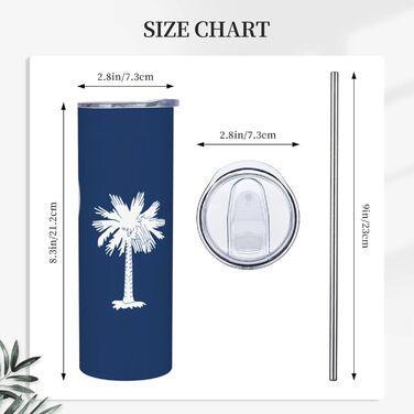 Кухоль з прямою трубочкою, дизайн прапор Південної Кароліни, друкований, дорожній кухоль, підходить для кемпінгу, офісу та дому, 590 мл