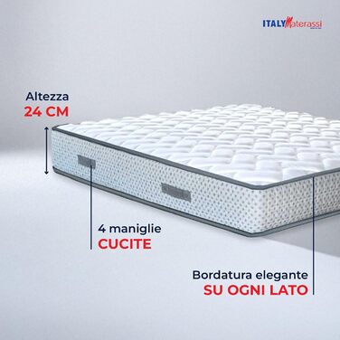 Ортопедичний матрац, висотою 24 см, з піною з ефектом пам&39яті 6 см та твердою основою з матеріалу AirPur та міцної гіпоалергенні тканини, підходить для будь-якої рейкової основи ліжка, односпальне ліжко 90 x 200 см