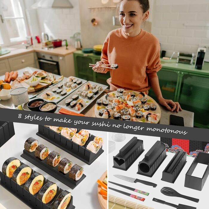 Набір SKYSER Sushi Maker, набір з 20 предметів для початківців, які можна приготувати самостійно, можна використовувати як тарілку