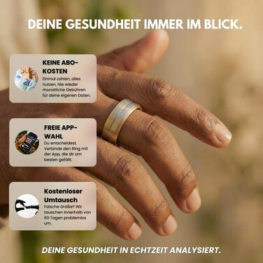 Преміальне кільце для здоров&39я та фітнес-трекер без підписки Цілодобове вимірювання сну, частоти серцевих скорочень, ВСР, стресу та SpO2 Надлегке (4 г), водонепроникне за стандартом IP68 та 7 днів роботи від батареї, сріблястий колір 67