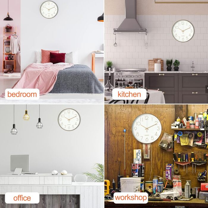 Настінний годинник Uootach, 30 см (12 дюймів), сучасний настінний годинник (білі чорні символи)