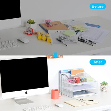 Металевий офісний органайзер EasyPAG A4 з 5 кишенями, тримач для документів, лоток для файлів, тримач для журналів, лоток для листів, органайзер для паперових журналів, білий