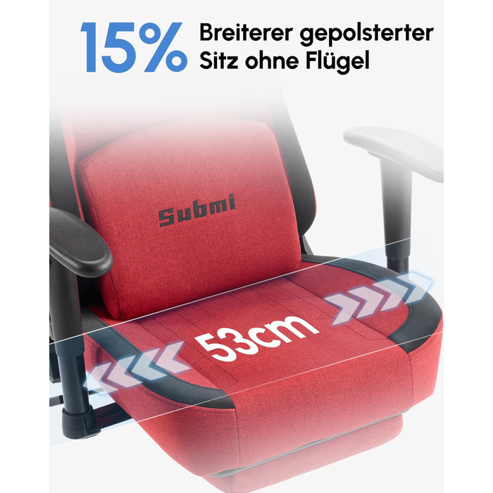 Геймерське крісло, тканинне ігрове крісло та підголівник, ергономічне комп&39ютерне крісло, офісне крісло з підставкою для ніг, комп&39ютерне крісло з регульованою поперековою опорою, подарунок для геймерів (червоне)