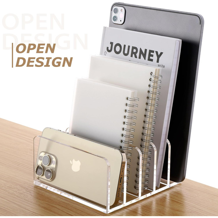 Тримач для листів SANRUI настільний, органайзер для листів з 5-мм акрилу, прозорий тримач для листів для офісу, сім&39ї, домашнього офісу, 5 відділень, легко миється, розміри В 7,5 x 16 x 15 см, модульний, стабільний та компактний