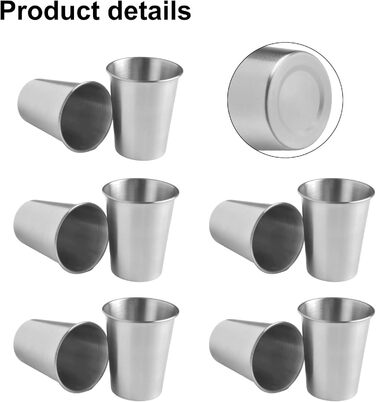 Стаканчик для води з нержавіючої сталі, 350 мл, міцна конструкція з нержавіючої сталі 304, штабельований дизайн для кемпінгу, вечірок та використання на свіжому повітрі