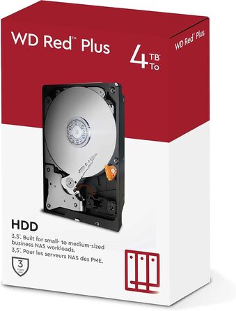 Внутрішній жорсткий диск WD Red Plus NAS 4 ТБ (3,5 дюйма, робоче навантаження 180 ТБ/рік, 5400 об/хв, кеш-пам&39ять 256 МБ, прошивка NASware для сумісності, 8 відсіків) Red 4 ТБ Red Plus