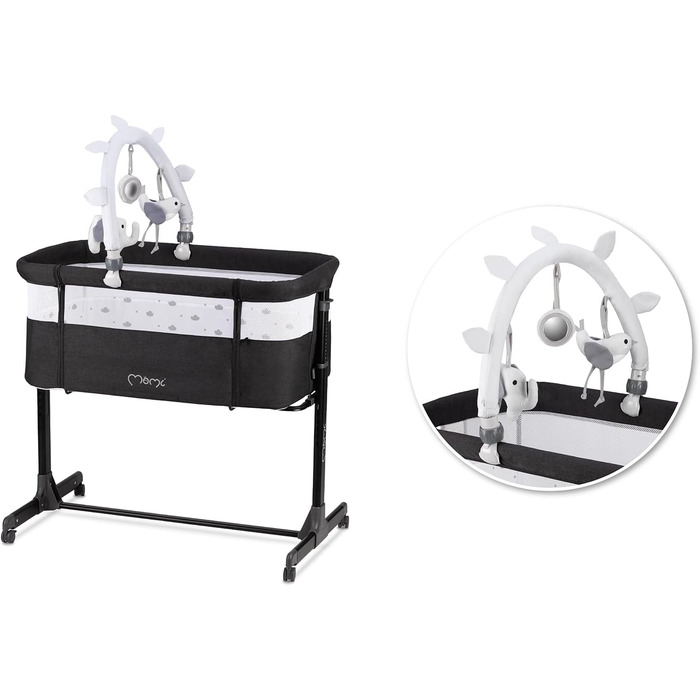 Багатофункціональна тумбочка та дитяче ліжко MoMi REVO, 6-рівневе регулювання висоти від 72 до 82 см, темно-сірий колір