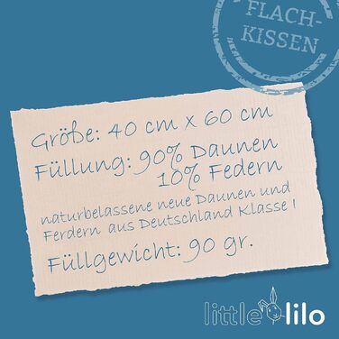Дитяча плоска подушка 40x60 см - дитяча подушка з 100 органічної бавовни - наповнювач з 90 пуху та 10 пір'я - преміальна якість, з
