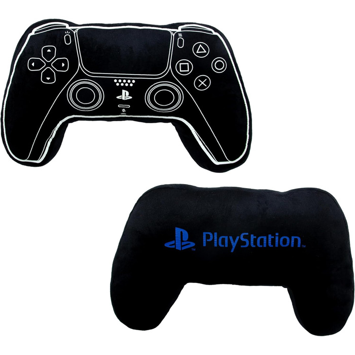 Офіційно ліцензована подушка у формі контролера PlayStation М&39яка плюшева подушка Світиться в темряві Ідеально підходить для спальні або ігрового декору, чорний колір