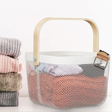 Дротяний кошик Relaxdays з ручкою, комплект з 2 шт. , металевий, бамбук, ВxШxГ 17,5 x 26 x 24,5 см, квадратний кошик для зберігання, чорний