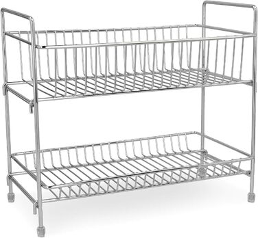 Рівнева підставка для спецій Navaris - Тримач для спецій, полиця для спецій - Окремостояча - Універсальний органайзер для кухні та ванної кімнати, Срібний, 2-