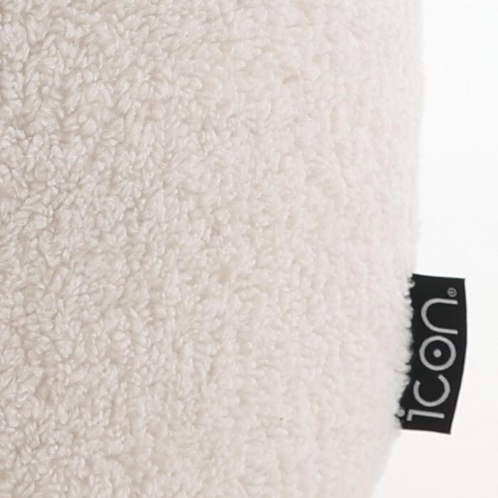 Табурет Icon Milano, кремовий, пухнаста тканина букле, крісло-мішок з шерпи, пуф з наповнювачем, пуф для ніг для вітальні, декор для вітальні