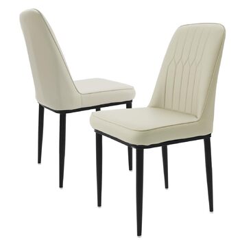 Обідні стільці, комплект з 2 шт. з оббивкою зі штучної шкіри, ергономічне крісло для їдальні, висока спинка, зручне м&39яке крісло, сучасне кухонне крісло, білий колір